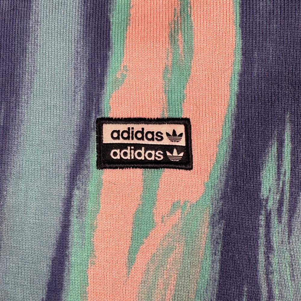 Adidas T-Shirt Mens Medium Teal Peach Abstract RYV Brushstroke Trefoil GN3319 - Picture 7 of 10